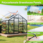 8PCS 10' x 6' x 0.16'' Polycarbonate Greenhouse Panels Sheets, Twin-Wall Roof Panels, Waterproof UV Protected Corrugated Plastic Roof Panels Sheets, Clear Replacement Panels for Greenhouse