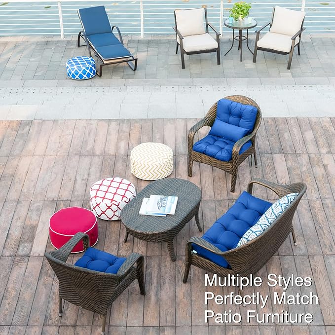 QILLOWAY Outdoor Chair Cushion for Patio Furniture, Waterproof Patio Cushions with Ties, Fade Resistant Replacement Pads for Outdoor Rocking Chairs,Royal Blue