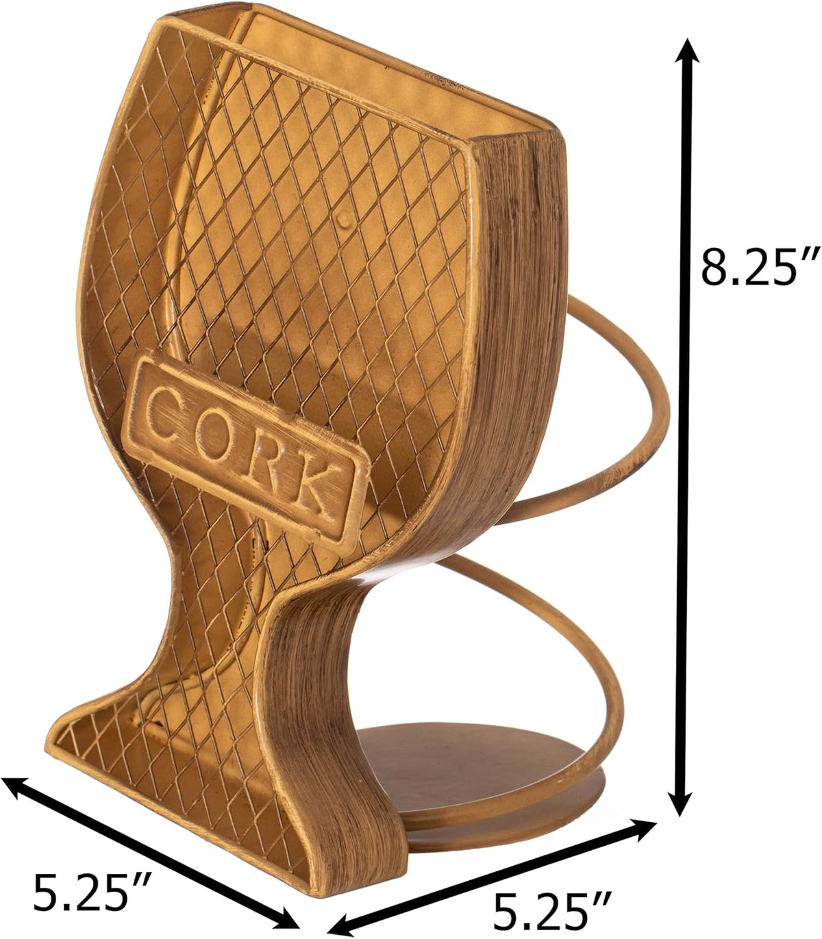 Vintiquewise Decorative Metal Goblet Shape Wine Bottle and Cork Holder A Unique Home Decor Piece and Countertop Accessory for Kitchens, Bars, and Dining Rooms - Great Collection for Wine Lovers