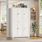 HOSTACK 68" Tall Kitchen Pantry Storage Cabinet with Doors & Shelves, White | Large Pantry Cabinet with Door Rack, Freestanding Kitchen Storage Cabinet with Drawer, Food Pantry for Dining Living room
