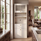 71" Tall Pantry Cabinet, Freestanding Storage Cabinet with Doors and Adjustable Shelves, Drawer & Anti-Tip Kit, E1-Grade Wood, Warm White for Kitchen Pantry Bathroom Storage