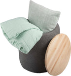 Storage Ottoman - Teddy Fabric Upholstered Ottoman with Wood Top for Living Room, Dorm, or Apartment - Ottomans with Storage by Lavish Home (Dark Gray)