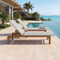 PURPLE LEAF Extra Wide French PE Rattan Patio Chaise Lounge Set of 2, Grey | Extra Wide Fits Heavier Users, Fade-proof Wicker, Matte Teak Wood-Grain Rustproof Aluminum, 5 Recline, Non-Slip Pads, 440 lbs