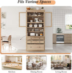78” Kitchen Cabinet Pantry, Food Storage Cabinet with 3 Drawers, Adjustable Shelves & Power Outlet, Food Pantry for Kitchen Dining Room, Easy Assembly (Natural)