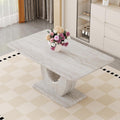 63" Faux Marble Dining Table for 4–6, Modern Rectangular Kitchen Table with U-Shaped Base, Marble Look Dinner Table for Kitchen, Dining Room, Apartment