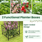 Happygrill Garden Arbor, 87" Metal Archway Pergola with Lockable Gate & 2 Side Planters for Climbing Plants, Roses, Vines, Heavy-Duty Outdoor Garden Arch Trellis for Wedding Party Ceremony Decoration