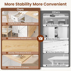 Jocoevol Folding Dining Table for Small Spaces, Foldable Kitchen Table with Drawer, 2-Tier Storage Shelf & Wheels, Space Saving Dining Table for 2 4, Farmhouse, (Natural 47.2" x 23.6" x 29.5")