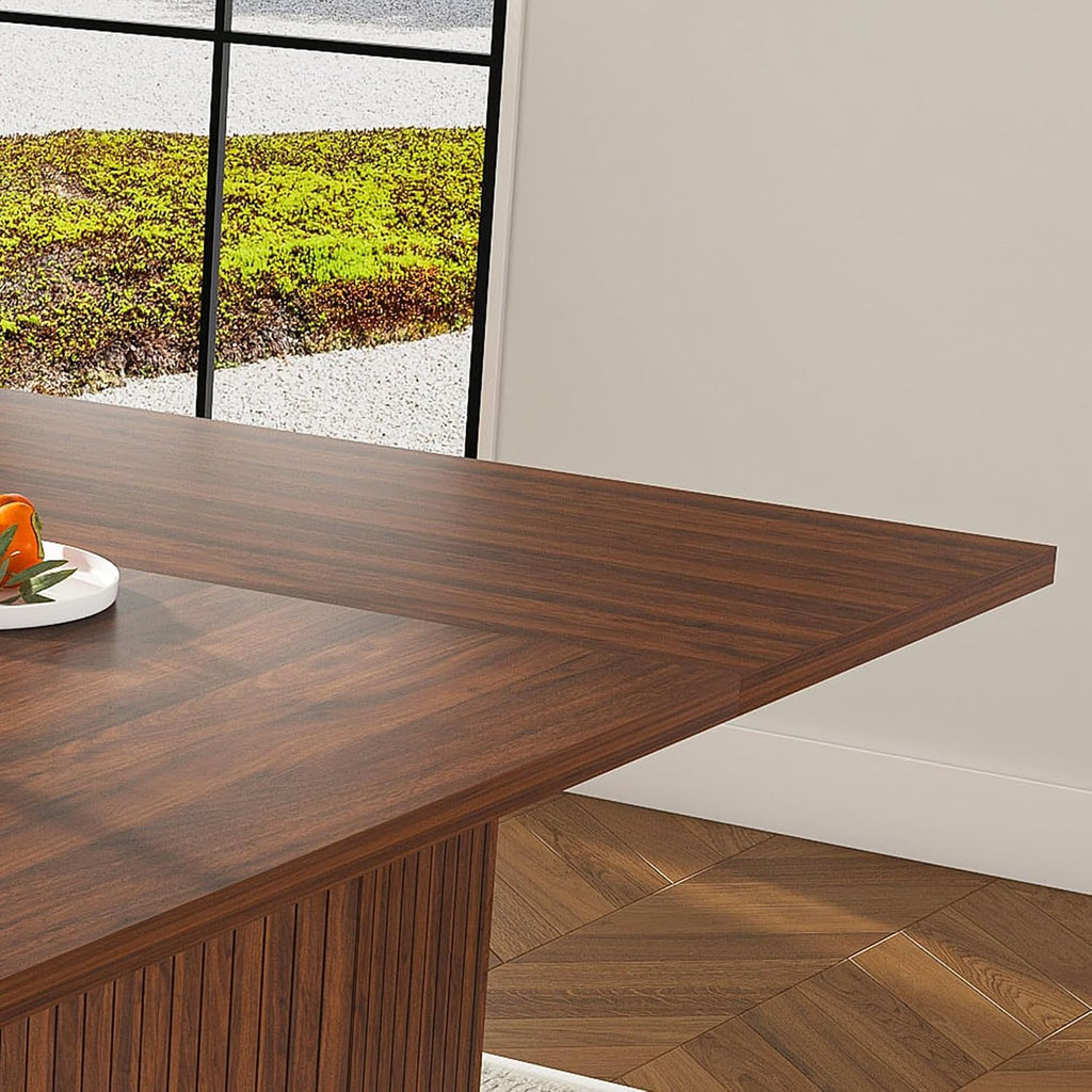 Rectangle Dining Table for 4-6, 78" Modern Dining Room Table with 2-Tier Storage Shelf Wood Rectangle Kitchen Dinner Furniture for Home, Dining Room