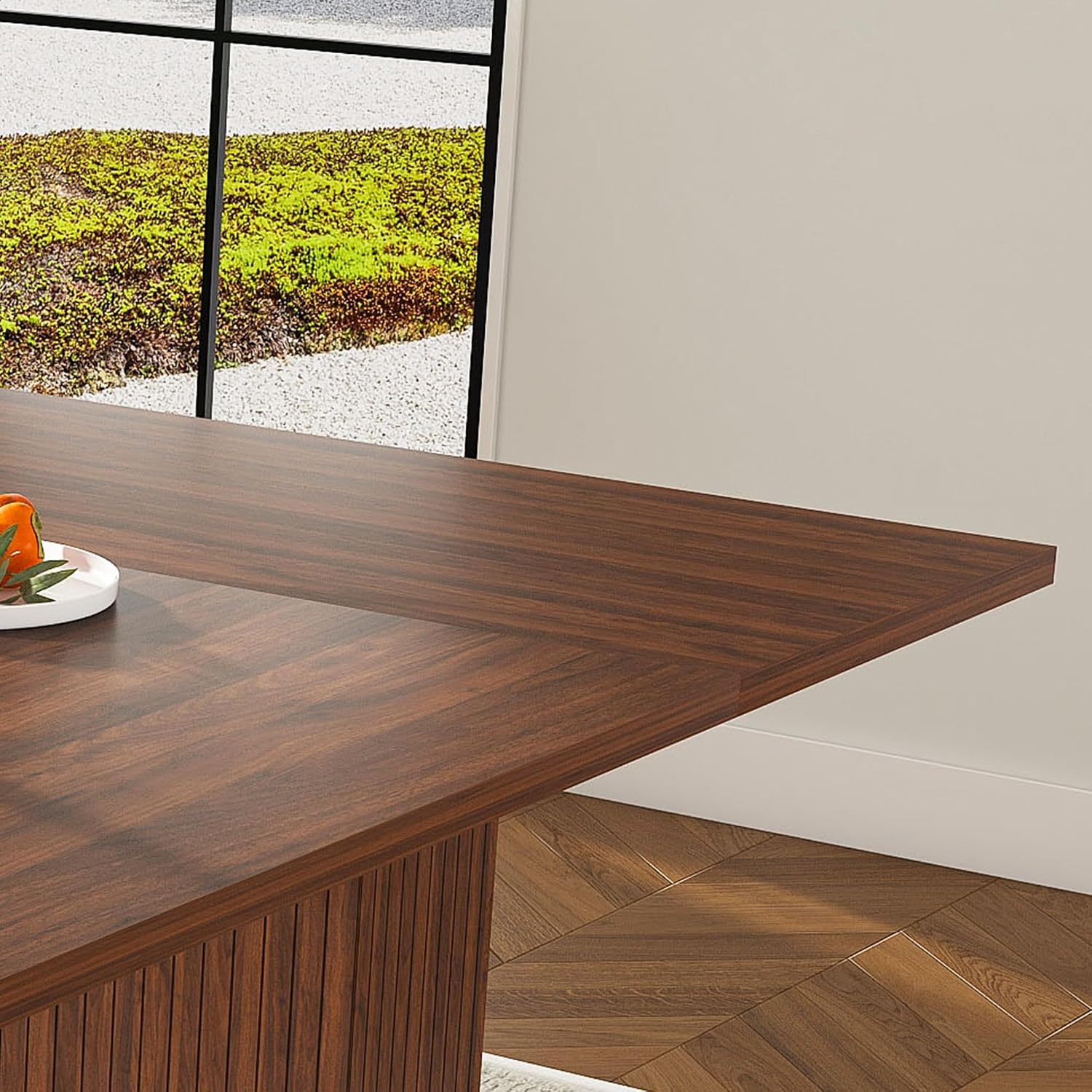 Rectangle Dining Table for 4-6, 78" Modern Dining Room Table with 2-Tier Storage Shelf Wood Rectangle Kitchen Dinner Furniture for Home, Dining Room