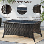 Swivel Patio Chairs sofa Set of 4 with 6" Thick Cushion - Wicker Outdoor Swivel Rocker Patio Chair ,Sofa/Glass coffee table, High Back Comfortable Outdoor Glider Chairs - Brown Wicker | Blue Cushions