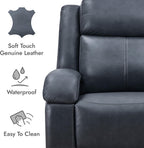 Watson & Whitely Oversized Genuine Leather Power Recliner Chairs for Big and Tall, Wall Hugger Recliner with Power Headrest & Charging Ports, Extra Large Reclining Chair for Living Room, Navy Blue