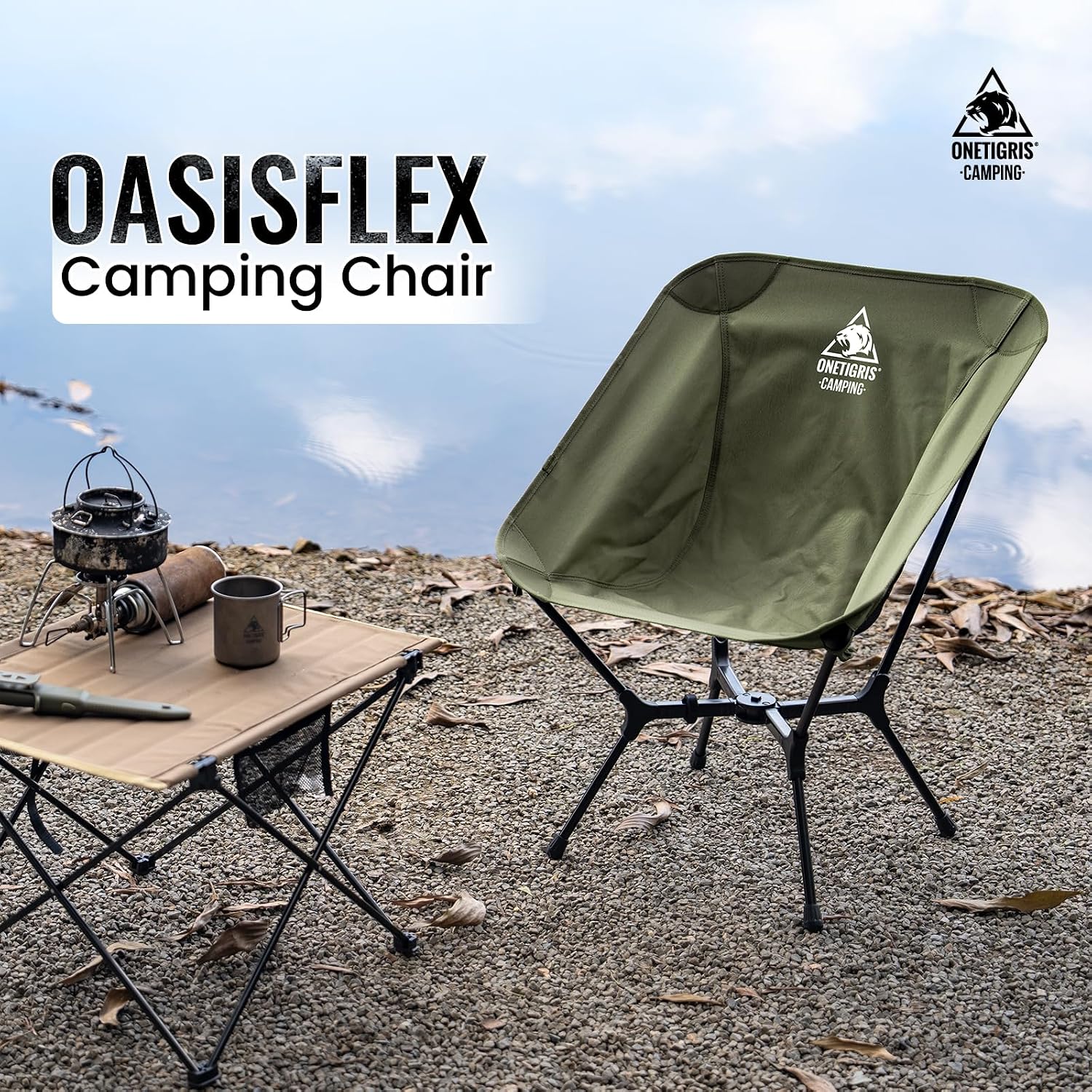 ONETIGRIS OasisFlex Camping Chair,Portable Chair with Carry Bag,Great for Camping,Beach,Picnic,Park,Lawn,Sports and Outdoor Events