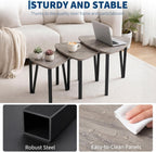 Nesting Coffee Tables Set of 3,Triangle Rustic Industrial Side End Tables for Home