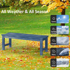 Outdoor Bench Set of 2, 2-Person Patio Backless Benches, HIPS Weatherproof Garden Bench that Never Rot and Fade, Suit for Backyard, Church, Patio, Deck and Entryway (Blue)