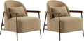 CHITA Accent Chair Set of 2, Sherpa Armchair with Wooden Armrest, Camel | Metal Frame, FSC Certified Living Room Chair for Bedroom, Office, Premium Resilient Foam, 31.9"x27.2"x32.1", 350 Lbs Capacity