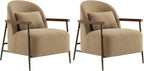 CHITA Accent Chair Set of 2, Sherpa Armchair with Wooden Armrest, Camel | Metal Frame, FSC Certified Living Room Chair for Bedroom, Office, Premium Resilient Foam, 31.9"x27.2"x32.1", 350 Lbs Capacity