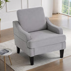 Mid-Century Accent Chair, Comfy Arm Chair Upholstered Living Room Chair for Bedroom, Fabric Reading Chair with Wood Legs for Apartment, Waiting Room, Vanity Room (Gray)