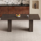 66.93" Rectangle Dining Table for 2-6, Farmhouse Kitchen Table with Sturdy Pedestal, Mid-Century Rectangular Dinner Table for Kitchen, Dining Room
