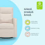 Davinci Gabby Pillowback Swivel Glider in Beach, Greenguard Gold & CertiPUR-US Certified