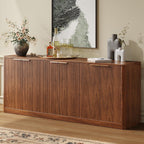 Evermagin 67" Fluted Walnut Buffet Cabinet with Storage