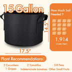 Gardzen 10-Pack 15 Gallon Grow Bags, Aeration Fabric Pots with Handles