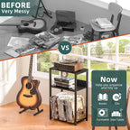 LELELINKY Record Player Stand Set of 2, 3-Tier End Side Table with Vinyl Record Storage, Vinyl Record Holder Up to 120 Albums, Turntable Stand with Vinyls Storage for Music Living Room