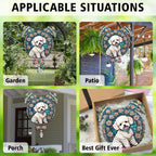Bichon Fries Dog Ears Wind Spinner, Bichon Fries Wind Spinner Hanging for Yard and Garden V02
