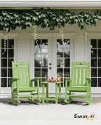 Rocking Chairs Outdoor, Oversized Patio Rocking Chair, All Weather Resistant HDPE, Heavy Duty Porch Rocker Chair with High Back Wide Arm Rest, LemonGreen