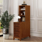 End Table with 3 Drawers and 2 Open Shelves, Walnut Finish Corner Table for Bedroom