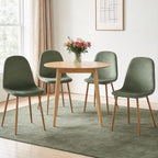 Small Dining Table Set for 4, Modern Round Dining Table with 4 Velvet Dining Chairs in Metal Legs, Easy Assembly for Compact Spaces - Green
