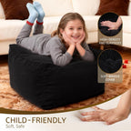 Square Corduroy Pouf Ottoman, Soft Fluffy Foot Stool with Foam Chunk Filling, Floor Pouf & Storage Ottoman for Living Room