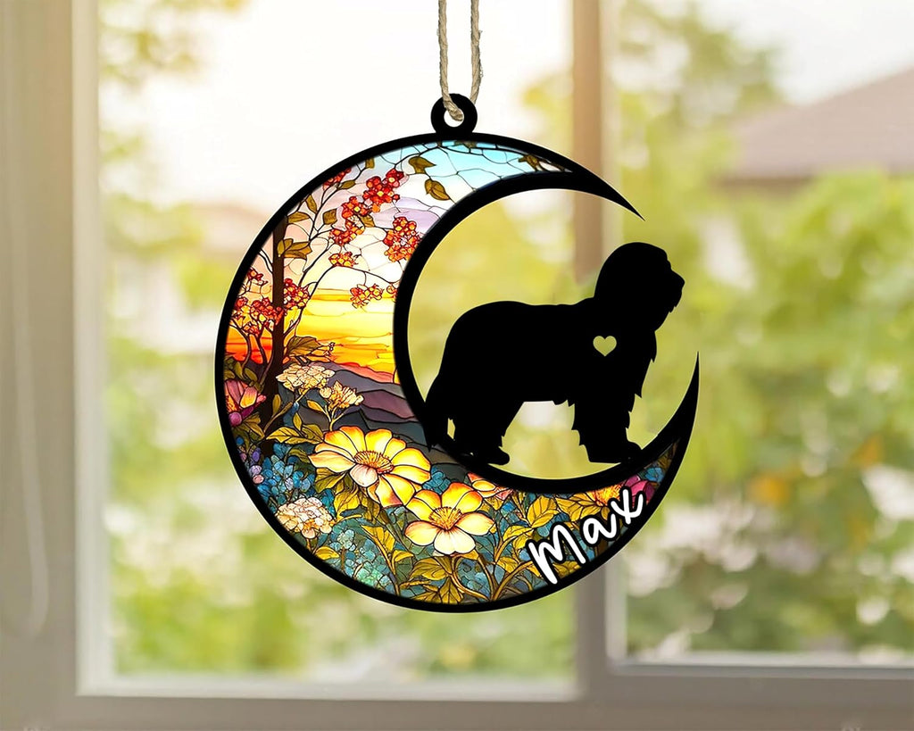 Personalized Dog Memorial, Custom Name Bearded Collie Dog Christmas Ornament with Name, Custom Breeds, Pet Loss Light Catcher, Gifts for Lovers Loss of Pet Sympathy on Mothers Day Christmas