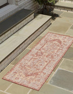 Unique Loom Outdoor Traditional Collection Area Rug - Valeria (2' x 8' Runner, Rust Red/ Ivory)
