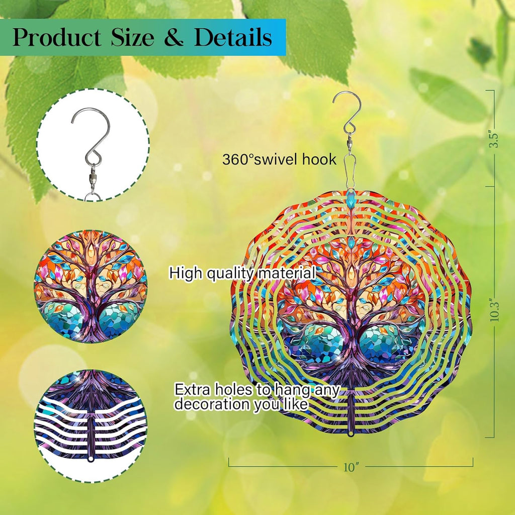 TIANCENTRAL H Tree of Life Wind Spinner,Tree of Life Wind Spinners 3D Frosted Hanging for Yard, Unique Gift Wind Spinner,3D Hanging Wind Sculptures for Garden Outdoor