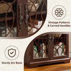 Joaxswe 67" Tall Pantry Cabinet, Wood Kitchen Pantries Cabinets with Glass Doors & Adjustable Shelves, Freestanding Vintage Cupboard with Large Storage for Dining Room, Bathroom, Walnut