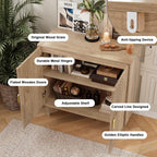 Sideboard Buffet Cabinet with Storage,Sideboard Buffet with Doors and Adjustable Shelf,Wooden Storage Cabinet, 31.3”W x 15.0”D x 30.6”H (Natural)