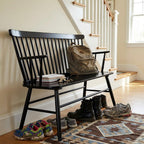 EpiBench Black Windsor Spindleback Bench with Arms, Manufactured Wood, 47.5", 300 LBS Capacity, Entryway Seating