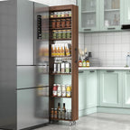 KEIKI 7 Tier Pull-Out Kitchen Pantry Storage Cabinet, Multi-Tier Single-Sided Open Shelf, Spice Rack Next to Fridge, Wood Hutch Food Pantries Cupboard for Coffee Bar, Dining Room, Narrow Spaces