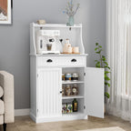 HOLTICO 54" Freestanding Kitchen Pantry Storage Cabinet with Doors and Adjustable Shelves, Microwave Oven Stand with Drawer for Kitchen, Bathroom or Hallway, White