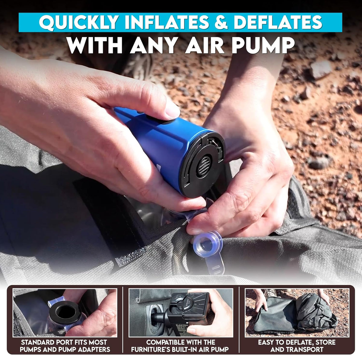 Pittman Outdoors Inflatable Ottoman & Mini Air Pump Bundle