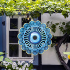Blue Evil Eye Hanging Wind Spinners Outdoor Metal Evil Eye Decor Mandala 3D Stainless Steel Wind Spinner Protective Amulet for Home Outdoor Garden Yard Decoration (Mandala)