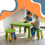 Relaxdays Children's Furniture Set, 1 Children's Table, 2 Stools, Wipe-Clean, Lightweight Plastic, Seating Corner for Children's Room, Colourful