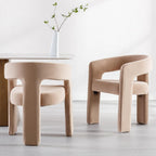 RIVOVA Modern Barrel Dining Chairs Set of 2 Upholstered Velvet Accent Side Chair with Arms Comfy Makeup Vanity Chairs, Dining Living Room Kitchen Chairs Armchairs, Khaki