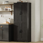 GarveeHome Tall Kitchen Pantry Cabinet, 60 in Storage Cabinet with 2 Doors and Adjustable Shelves, Freestanding Large Utility Storage Cupboard for Dining Room, Bathroom, Living Room, Black