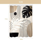 Glawry Boho Mid Century Shower Curtain Small Stall Abstract Black Beige Brown Plant Tropical Palm Leaf Minimalist Bathroom Modern 48Wx72L Inches Bath Accessories Art Home Decor Fabric 8 Pack Hook