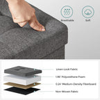SONGMICS Storage Ottoman, Small Foot Rest, 15 x 15 x 15.7 Inches | Foot Stool with Legs, Load up to 661.4 lb, for Living Room, Bedroom, Dorm, Gray and Black, MELISA Collection ULSF014G01