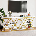 Garvee 3 Tier Console Table with Open Wood Shelves,39" Industrial Entryway Table,Sofa Table,Narrow Wood Accent Tables with Metal Frame for Hallway,Living Room,Behind Couch,Foyer,Entrance,White
