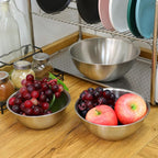 Stainless Steel Mixing Bowls 3 Packs Nesting Baking Supplies Small Thicker Stainless Steel Flat Bottom Stackable Salad Bowl Mixing Bowls Set for Cooking, Baking, Salad,Serving(1000/1500/2000ml)
