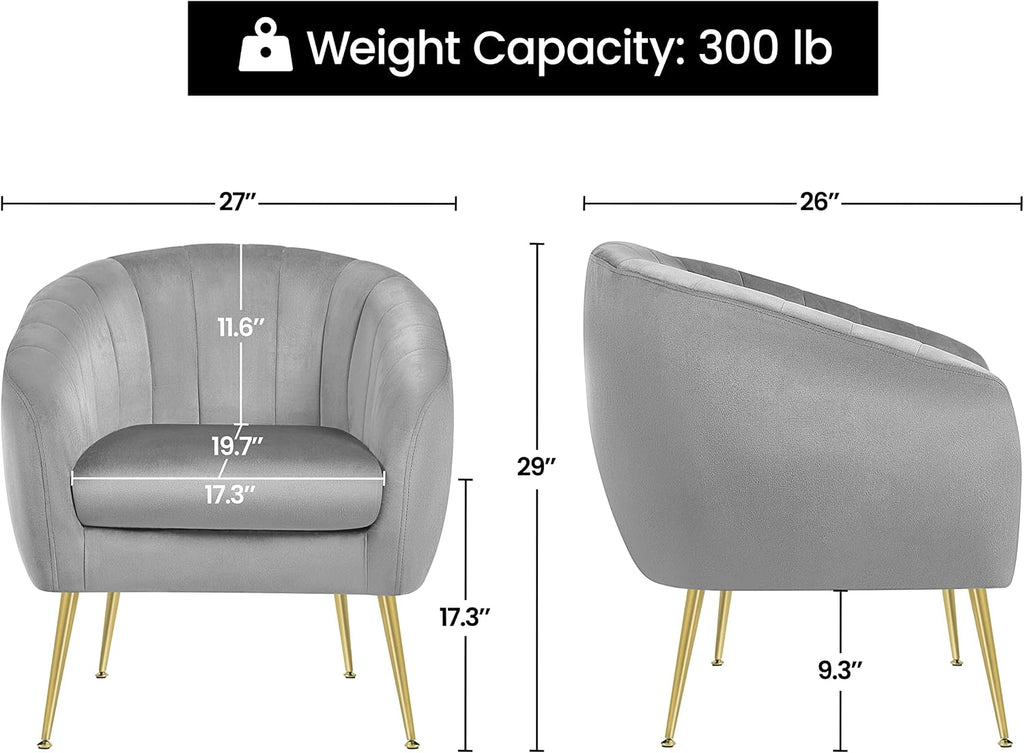 Yaheetech Barrel Accent Chairs Set of 2, Modern Cozy Vanity Chairs, Gray