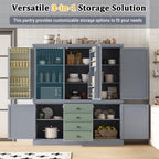 73'' Traditional Freestanding Wooden Kitchen Pantry, Large Kitchen Storage Unit Cupboard with Drawers Cupboard with Door Shelves and Adjustable Shelves (Gray-T)